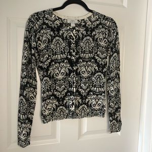 LOFT classy black & off-white patterned cardigan